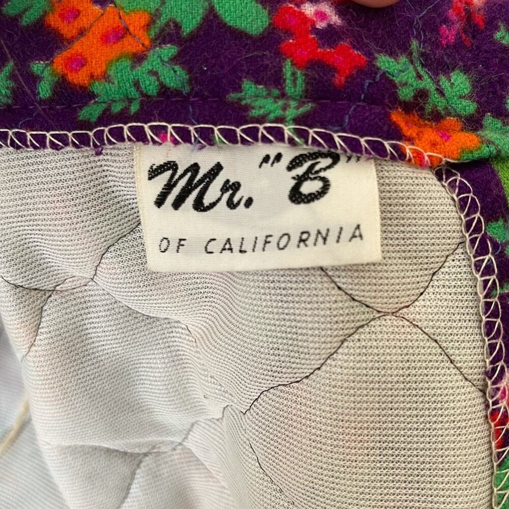 70s Vintage Mr. B Purple Floral Quilted Skirt - Picture 4 of 8